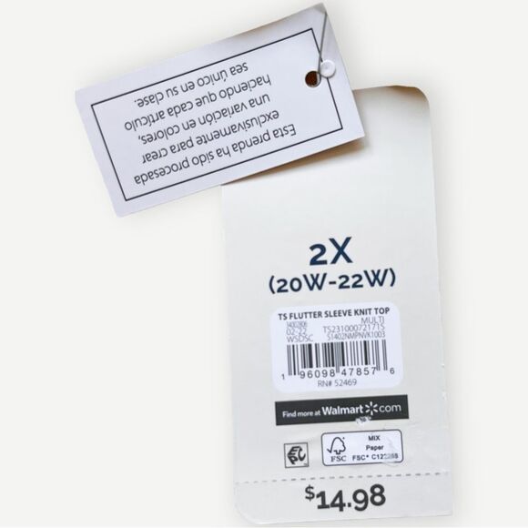 NWT Terra & Sky Short Flutter Sleeve Yellow & White Striped T-Shirt. 2X. 20. 22. - Picture 7 of 8